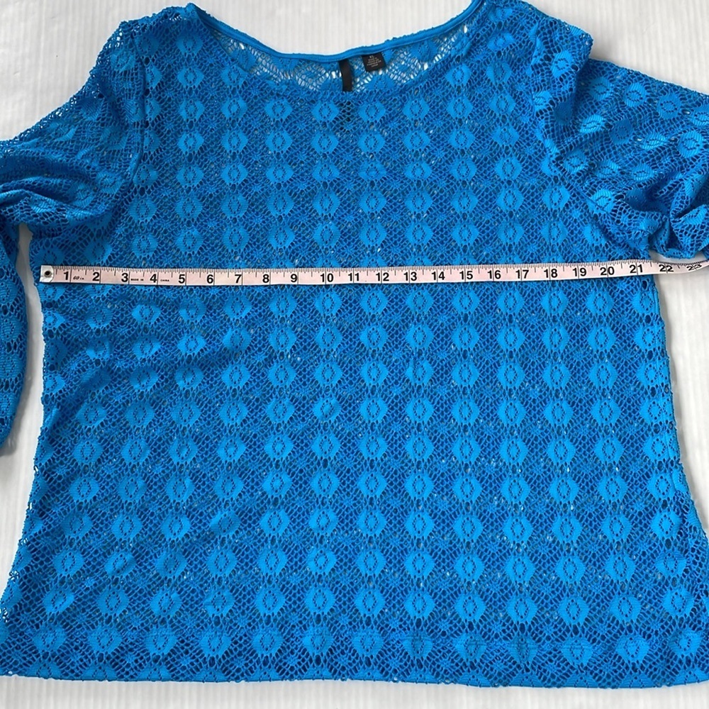 Skye's the Limit Vibrant Blue Lace Blouse Cover Up XL - Picture 12 of 14